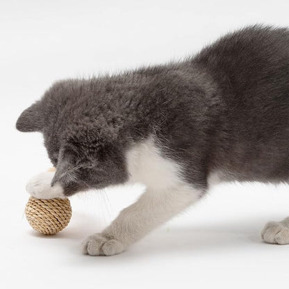 Cute Small Rattan-Ball Cat Toy Built-in-Bell Feather Cute Playing Training Toy For Cat Kitten Puppy Pet Supplies Kitten Toy For Indoor Cat Kitten Toy For Indoor Cat Rattan-ball Kitten Toy For Indoor