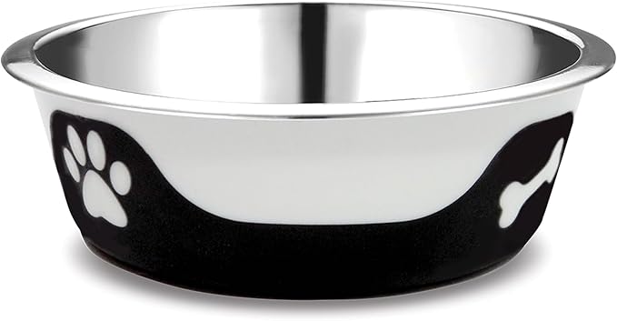 Thermocool Insulated Stainless Steel Pet Bowl - 64 Oz (XL) Non-Slip Feeding Dish Reduces Sliding & Spills, Keeps Water Cold & Food Warm, Dishwasher Safe (Black)