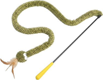 ZEZE Forest Snake Cat Teaser Wand Toy, 50.5” Interactive Feather Cat Toy with Crinkle Sound, Flexible Rubber Wand & Non-Slip Handle for Indoor Cats Play