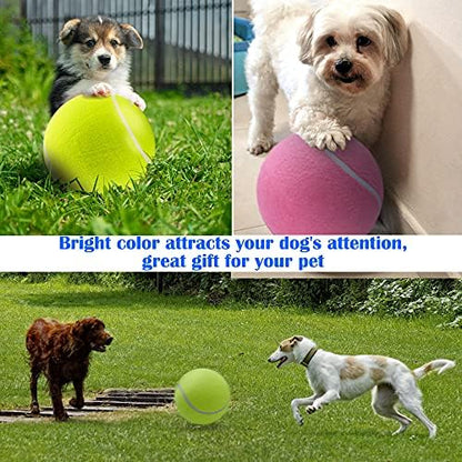 Banfeng Giant 9.5" Dog Tennis Ball, 2 Pack Oversize Interactive Puzzle Toy with 1*Ball Pump + 1*Needle for Small, Medium, Large Dogs (Yellow+Pink) - Image 5