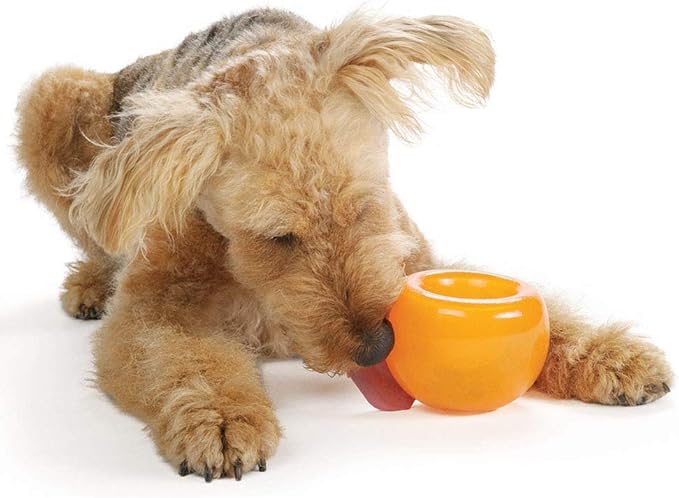 Outward Hound by Planet Dog Snoop Dog Toy – Treat‑Dispenser Puzzle Ball, Interactive Slow Feeder, Medium to Large Dogs, Bouncy & Mint-Infused, Orange, 5"