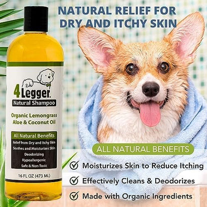 4-Legger Certified Organic Dog Shampoo - All Natural and Hypoallergenic with Aloe and Lemongrass, Soothing for Normal, Dry, Itchy or Allergy Sensitive Skin - Biodegradable - Made in USA - 16 oz - Image 5
