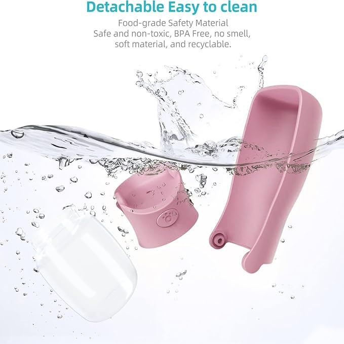 Portable Dog Water Bottle for Walking 19 OZ or 12 OZ Portable Pet Water Bottles for Puppy Small Medium Large Dogs Water Dispenser Pet Water Bowl Dog Accessories (19OZ Pink) (Pink 12 OZ)