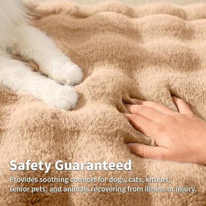 Cat Bed Mat, Soft Plush Faux Fur Kneading Pet Bed, Machine Washable Cat Sleeping Pad for Indoor Cats & Kittens, Non-Slip Fluffy Cat Rug for Couch Sofa Floor, 23x15 Inch Coffee