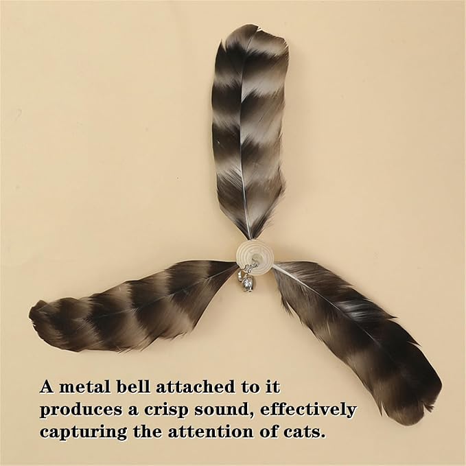 8 PCS Cat Wand Attachment Funny Spinning Feather Propeller Cat Toy Refill Cat Propeller Toy with Bell Cat Wand Attachment Replacement for Cats, Kittens, Cat Wand Toy
