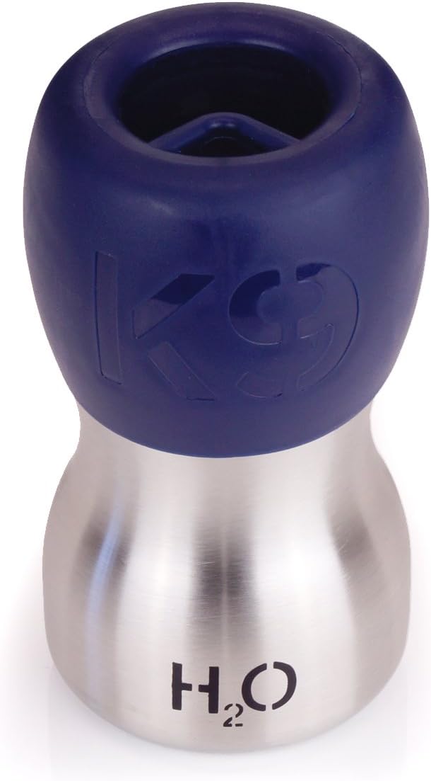 H2O4K9 Stainless Steel Dog Water Bottle and Travel Bowl, Small, 270 ml, Deep Navy