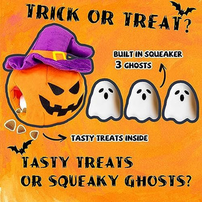 lilfrd Halloween Dog Toys, Pumpkin Ghost Hide & Seek Squeaky Toy - Image 2