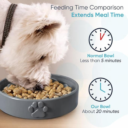 Slow Feeder Dog Bowls – Dog Bowl Slow Feeder – Microwaveable Dog Slow Feeder for All Breeds – Lead and BPA-Free Ceramic Pet Bowl – Pet Feeder for Fast Eaters