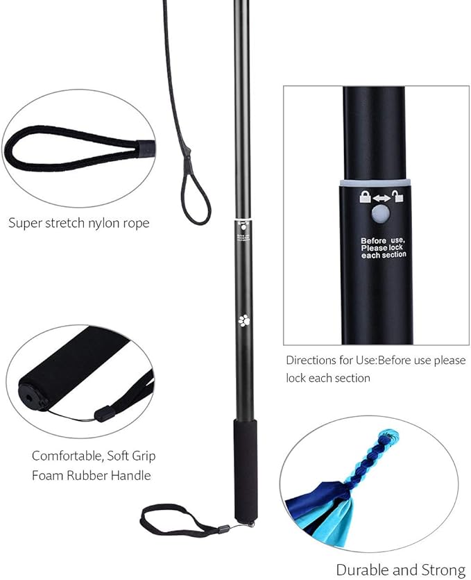 Interactive Dog Toys - Extendable Flirt Pole with 2pcs Fleece Lure Tugs for Dog Outdoor Entertainment, Train and Exercise, New Blue