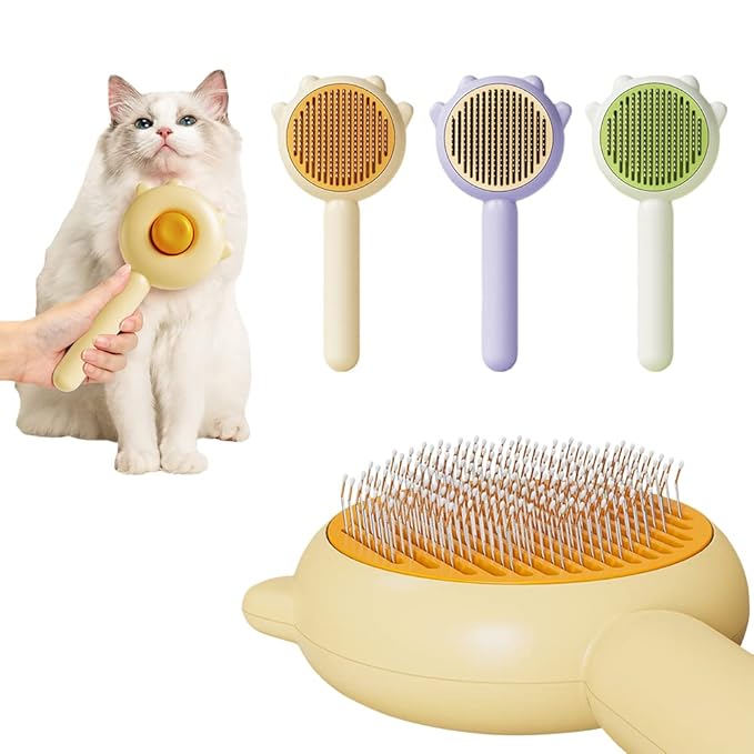 Magic Pet Comb, 2023 New Pet Hair Cleaner Brush, Cat Grooming Brush Long or Short Hair Cats Dogs Pet Massage Brushes, Self Cleaning Slicker Comb for Kitten Removes Tangles Loose Fur (3Pcs)