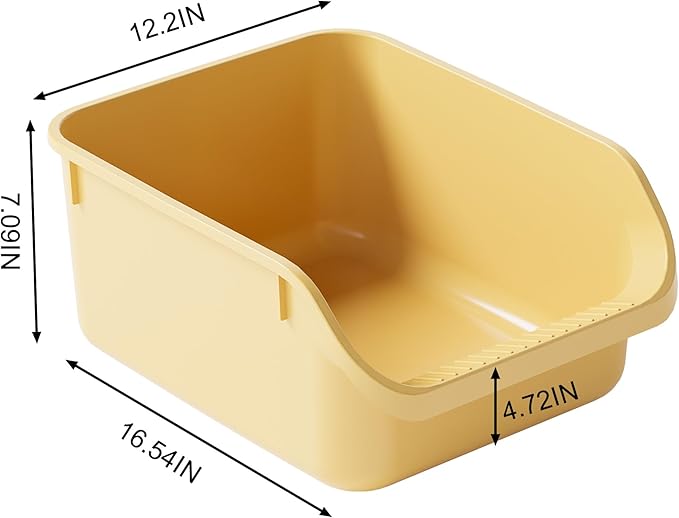 Cat Litter Box with High Sides Anti-Splashing for Indoor Cats Low Entry Kitty Litter Boxes (Yellow)