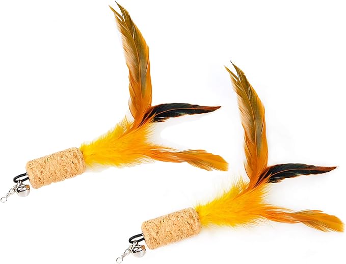 2 Piece Replacement Pack of Feather for Interactive Cat and Kitten Toy Wands CT15-7 Cork Feather