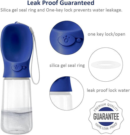 WePet Portable Dog Water Bottle with Food Container, 19 OZ + 6 OZ, Leak Proof Puppy Water Dispenser with Drinking Feeder for Pets Outdoor Walking, Hiking, Travel, Food Grade Plastic