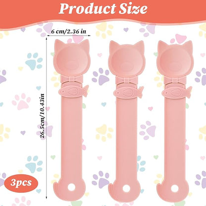 3 Pcs Pink Cat Treat Spoons, 10" Lickable Spoons Cat Treats, Lickable Dispenser for Wet Food and Puree, Cat Food Spoon, Multi Function Feeding Tool, Easy to Clean