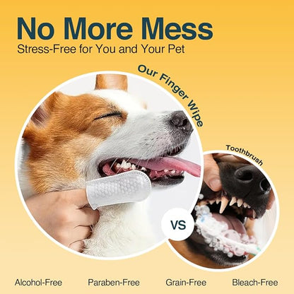Pack of 90 Dog Teeth Cleaning Wipes - No-Rinse Dog Toothbrush & Effective Dog Dental Wipes (1.5 x 3.15 in)