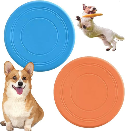 coldchill 7 Inch Dog Flying Disc, Puppy Flyer Toy React Faster Training Interactive Toys for Small Medium Dog, Lightweight Durable and Water Resistant Floating Saucer (Blue+Orange)