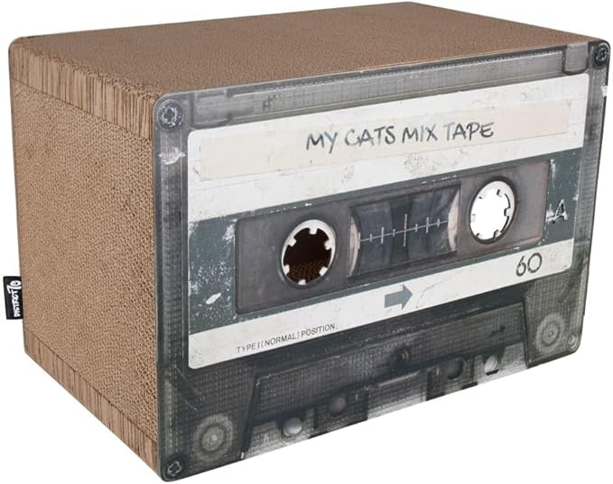Mixtape Cardboard Cat Scratcher, Large (54 x 31 x 35 cm), Black