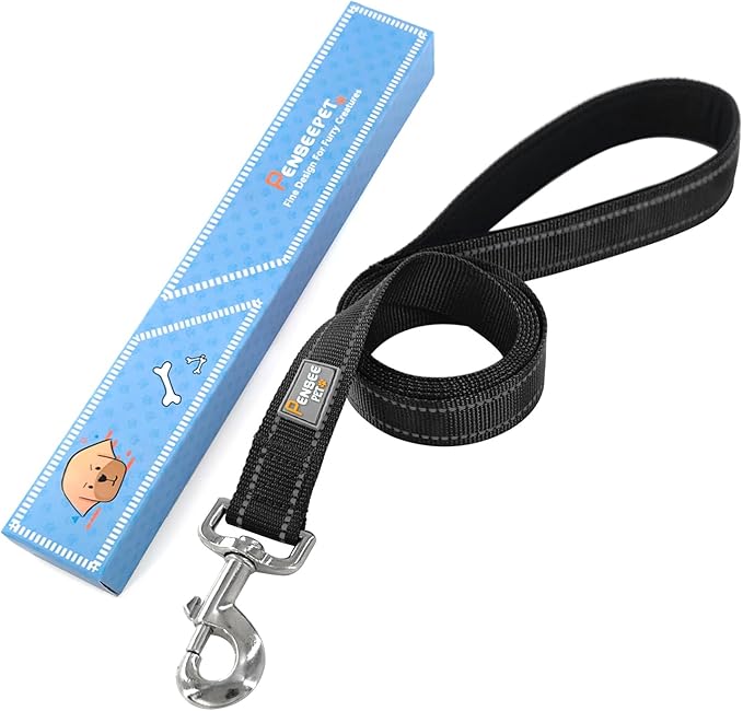 Dog Leash 6 FT Padded Handle Nylon Reflective Dogs Leashes for Small Dogs Black