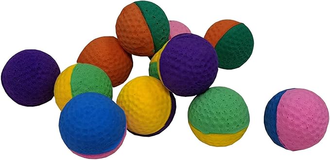 12 Pack Pet Ball Foam Sponge Cat Toy Soft Bouncy Noise Free (12pcs Pet Foam Sponge)