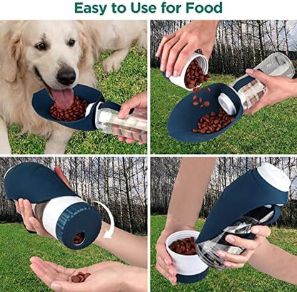 Uppetly Dog Water Bottle, Portable Pet Water Bottle with Food Container and Drinking Feeder, Leak Proof, BPA-Free, Foldable Puppy Water Cup Dispenser for Outdoor Walking, Travel, Hiking 20OZ - Image 4
