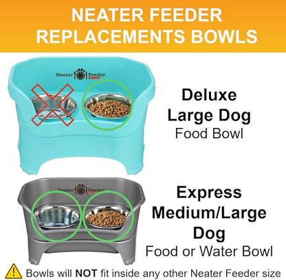 Neater Pet Brands 7 Cup (56 oz.) Stainless Steel Dog Bowls, 1 Single Neater Feeder Replacement Bowl (M/L Express, Large Deluxe Models), Dog Food Bowl or Water Bowls, Dishwasher Safe Metal Dish
