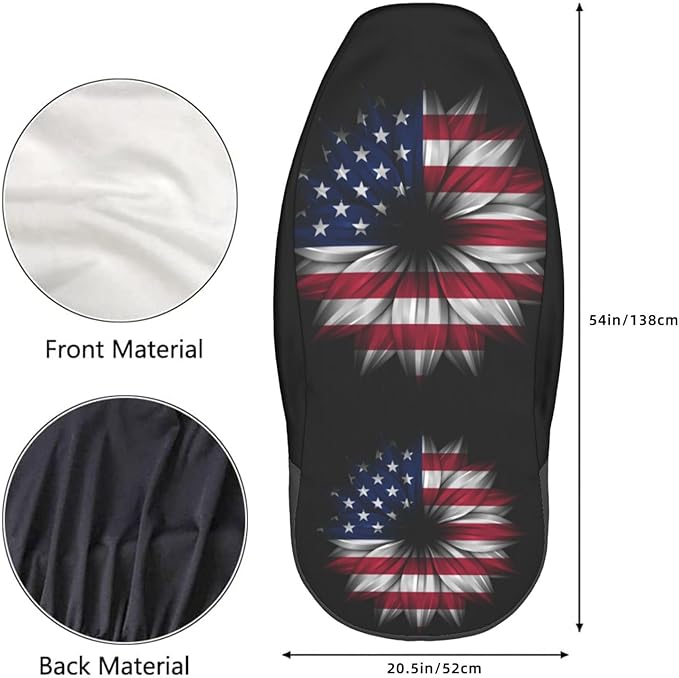 Foruidea USA Flag On Abstract Flower Car Seat Covers Universal 2 Pcs Auto Front Seat Cover Fit Most Cars,SUV,Sedan,Trucks