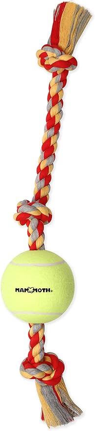 Mammoth Flossy Chews Tug with BIG 6-Inch Tennis Ball, X-Large, 36-Inch, Assorted Multicolor (51100F)