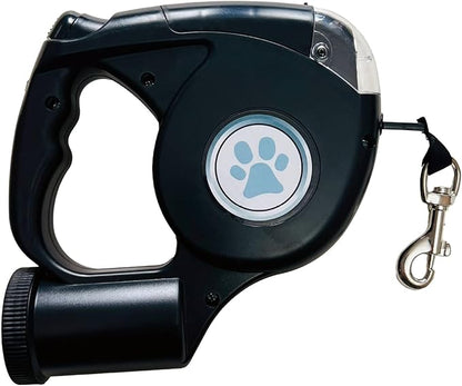 JEBBLAS Upgraded Dog Retractable Leashes with Flashlight and Waste Bag Dispenser 3 in 1 Automatic 15ft Dog Walking Leash with Anti-Slip Handle Black