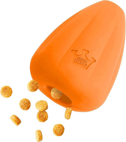 Chew King by Mammoth Premium Treat Dispensing Dog Toy, Durable Natural Rubber Chew Toy with Bacon Flavor, Safety Air Vent, Interactive Enrichment Toy for Aggressive Chewers, XXL - Orange