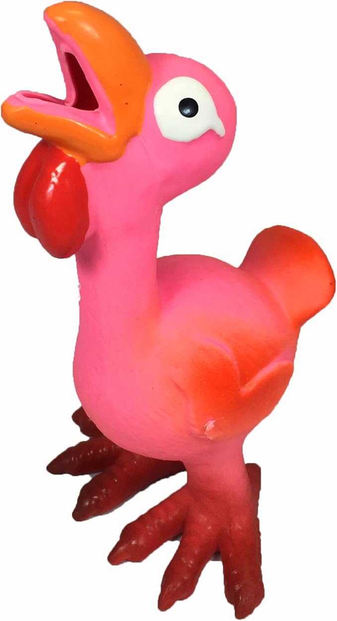 7" Latex Dog Squeaky Chewing Toys, Pink Chicken