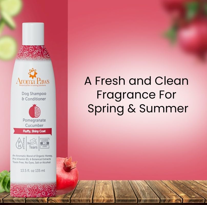 Dog Shampoo and Conditioner - Aromatic Tearless Shampoo for Cleansing, Grooming, and Conditioning - Moisturizing Anti Itch Shampoo for Dogs and Puppies - Pomegranate Cucumber 13.5 oz - Image 4
