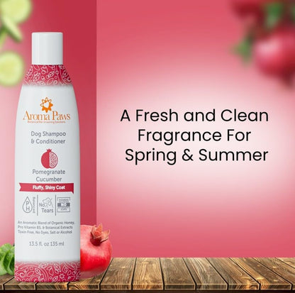 Dog Shampoo and Conditioner - Aromatic Tearless Shampoo for Cleansing, Grooming, and Conditioning - Moisturizing Anti Itch Shampoo for Dogs and Puppies - Pomegranate Cucumber 13.5 oz - Image 4
