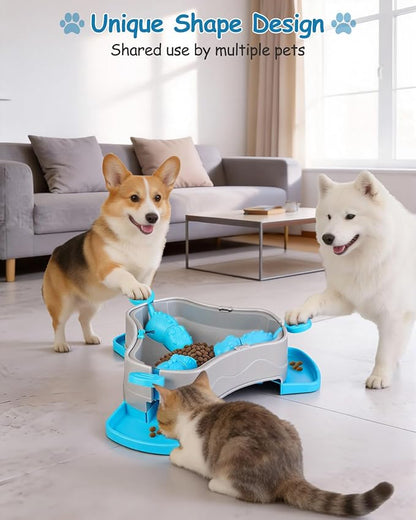 Dog Puzzle Toy, 3-in-1 Interactive Dog Puzzle Toys Press-Type Dog Treat Dispenser Toy Dog Enrichment Toy No-Slip Dog Slow Feeder Interactive Brain Training Toy for Smart Dog Cat, Blue