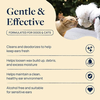 Veterinary Formula Clinical Care Ear Therapy Ear Cleaner for Dogs and Cats, Alcohol Free Pet Ear Cleaning Solution, 2 Pack 8 oz Bottles