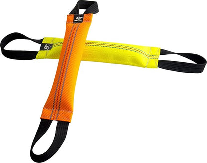 Bungee Dog Bite Tug Toy with 2 Strong Handles - Made of Durable & Tear-Resistant Fire Hose - Perfect for Tug of War, Fetch & Puppy K9 Training - Ideal Pull Toy for Medium to Large Dogs, Orange