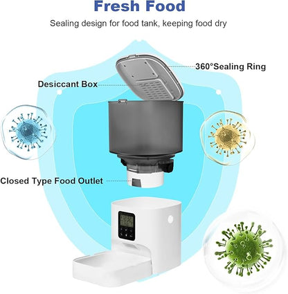 ANDOLL HOME Automatic Cat Feeder, 4L Cat Food Dispenser with 10s Voice Recorder, Pet Feeder up to 8 Meals per Day, Timed Dog Feeder with Dry Food Sealed Ring
