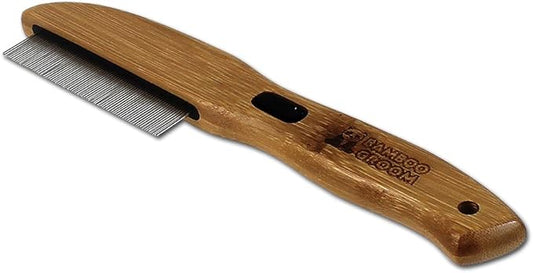Alcott Bamboo Groom Flea Comb with 77 Rotating Pins for Pets