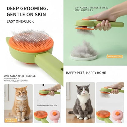 Cat Brush for Shedding, Kitten Brushes for Indoor Cats, For Long or Short Haired Cats,Cat Hair Brush Grooming Deshedding Brush for Dog Kitten Removes Loose Fur and flea removal comb, Green