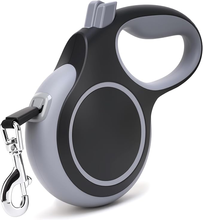 26Ft Retractable Dog Leash, Heavy Duty Great Leash for Dog up to 110 lbs, Anti-Slip Rubberized Handle, One-Handed Brake, Strong Nylon Tape, Tangle Free (Large, Black)