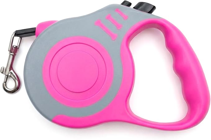 Retractable Dog Leash Lightweight 10/16FT Leash with Non-Slip Handle, for Small Medium Dogs (Gray Pink, 16 FT)