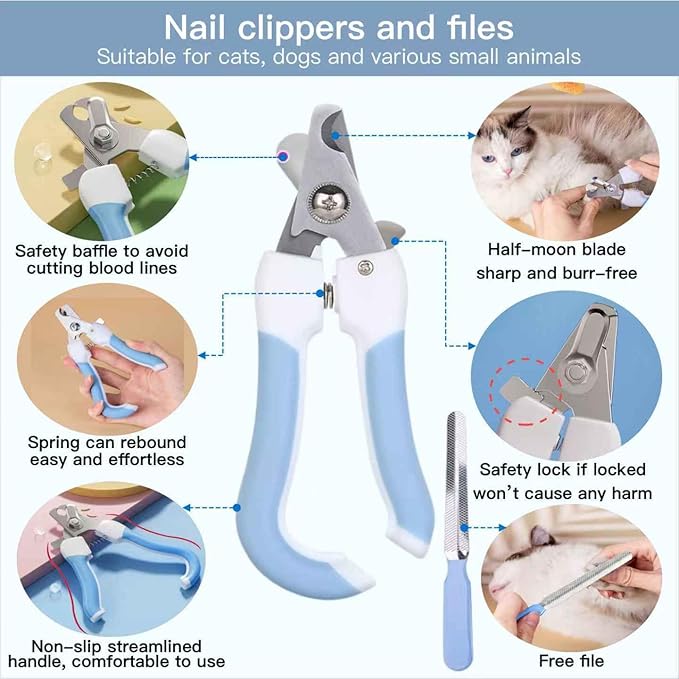 Cat Grooming Kit- 6PCS include Dog Brush For Shedding,Cat Combs For Indoor Cats,Puppy Quick-Drying Towel, Dogs Washing Gloves, Dog & Cat Pets Nail Clippers and Trimmers,Reusable.