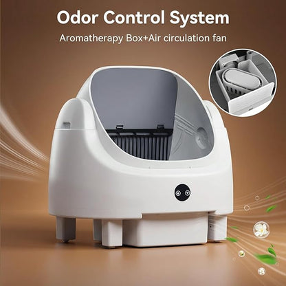 Automatic Litter Box App Control Self Cleaning Litter Box Odor Control＆Safety Protection for Multiple Cats with Garbage Bag, Cat Litter Mat and Fragrance Box