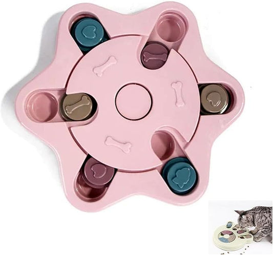 Anti-Choking Interactive Puzzle Toy for Slow Dispensing Feeding for Pets, 2023 New Dog Puzzle Toys, Dog/Cat Food Puzzle Feeder, Dog Stimulation Toys for Small and Medium-Sized Dogs (Pink, Hexagon)