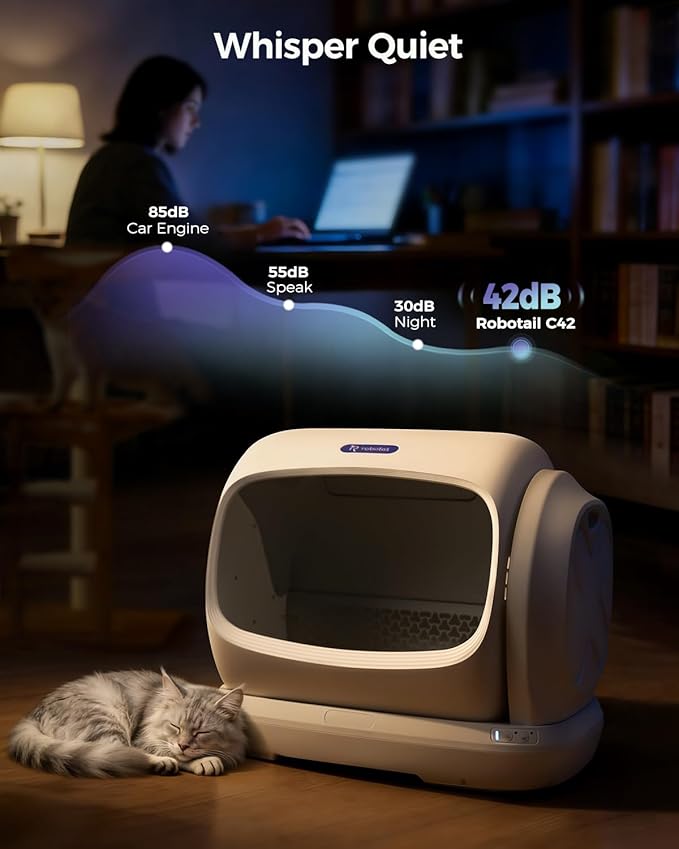 Self Cleaning Cat Litter Box Automatic Cleaning, XXXL Extra Large Electric Auto Litter Box for Multiple Cats, Smart Auto Litter Box Tray with Anti-Pinch, APP Control, Odor-Free, Includes Liners