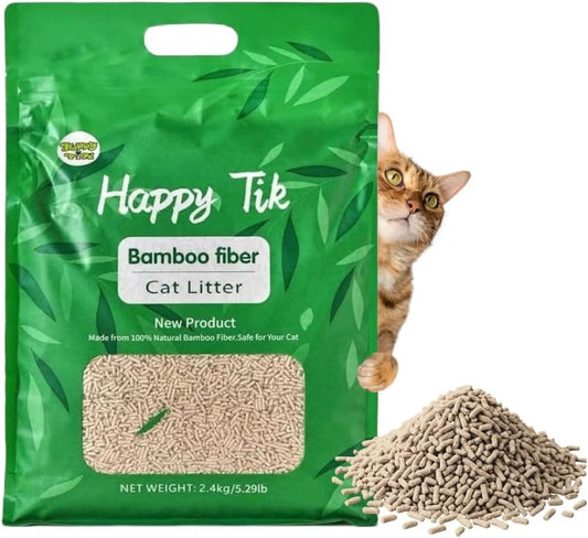 Plant-Based Bamboo Fiber Cat Litter, Green & Eco Friendly, Powerful Odor Control, No Chemicals, Instant Clumping, 99% Dust Free, 5.3Pounds, Fresh Bamboo Scent by Unknown
