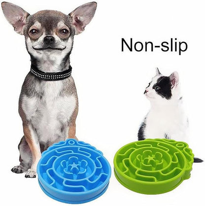 Slow Feeder Dog & Cat Bowl - Interactive Maze Puzzle Dish for Healthy Digestion, Anti-Gulping Food Grade Feeder(Green)
