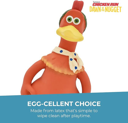 Multipet Chicken Run Ginger Latex Dog Toy - Durable Squeaky Toy for All Dogs - Easy-to-Clean Latex Squeaky Toys - for Cuddling, Chewing & Playing (9.5")