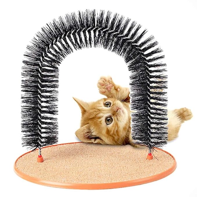 Cat Self Groomer Kitten Pleasurable Massaging Scratching Pet Self Cleaning Scratch Arch Cats Hair Brush Selfs Massage Brush Hair Trimming Brush Cat Scratcher Toys Durable Brusher&Massager