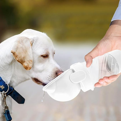 Pet Water Bottle for Dogs,Portable Dog Water Bowl Dispenser,Leak Proof Puppy Travel Bottle with Food Container for Outdoor Walking Hiking (19 OZ,White)