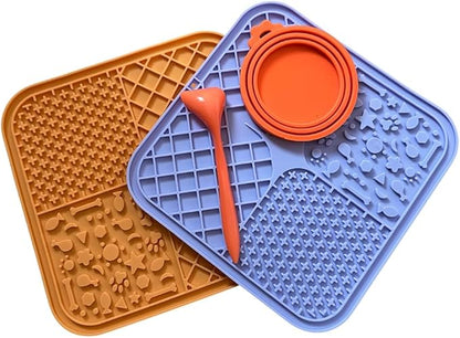 2 Pack Dog Lick Mat Set with Lid and Spatula, Slow Feeder for Dogs and Cats, Anxiety Relief, Non-Slip Silicone Feeding Ma.